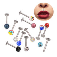 Pendiente de acero quirúrgico de 2 piezas para labio, Piercing Labret de circón para labio, cartílago de la oreja, Tragus Helix, joyería encantadora de moda - details 5