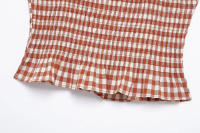 TRAFZA-traje a cuadros para mujer, elegante traje sin mangas con botones decorativos, chaleco con tirantes elegante + falda acampanada de cintura alta - details 7