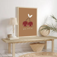 Pósteres de arte de pared de ganso, leopardo, oso, cereza, mariposa, pintura de lienzo nórdico, impresiones, imágenes de pared, decoración de habitación de niños, Kawaii, bebé - details 5