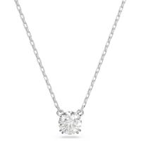 Swarosk-collar con colgante redondo de cristal transparente para mujer, de plata 925, cadena Simple con piedra de circón, regalo de joyería - details 0