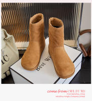 Nuevas botas apilables versátiles casuales botas cortas retro de fondo plano botas de mujer de terciopelo - details 14