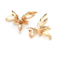 6 uds., 27x22MM, 18K, Color dorado, latón, hojas de árbol, colgantes, suministros para hacer joyería Diy de alta calidad, collar, pendientes - details 1