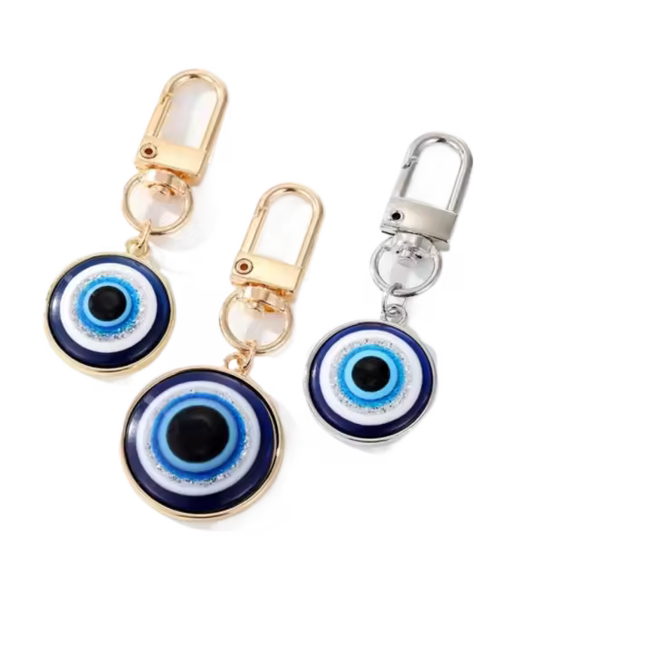 Lindo llavero de resina con forma de estrella y ojo de demonio, colgante de ojo azul turco con palma de aceite, colgantes para coche, colgantes para bolso diario - 1
