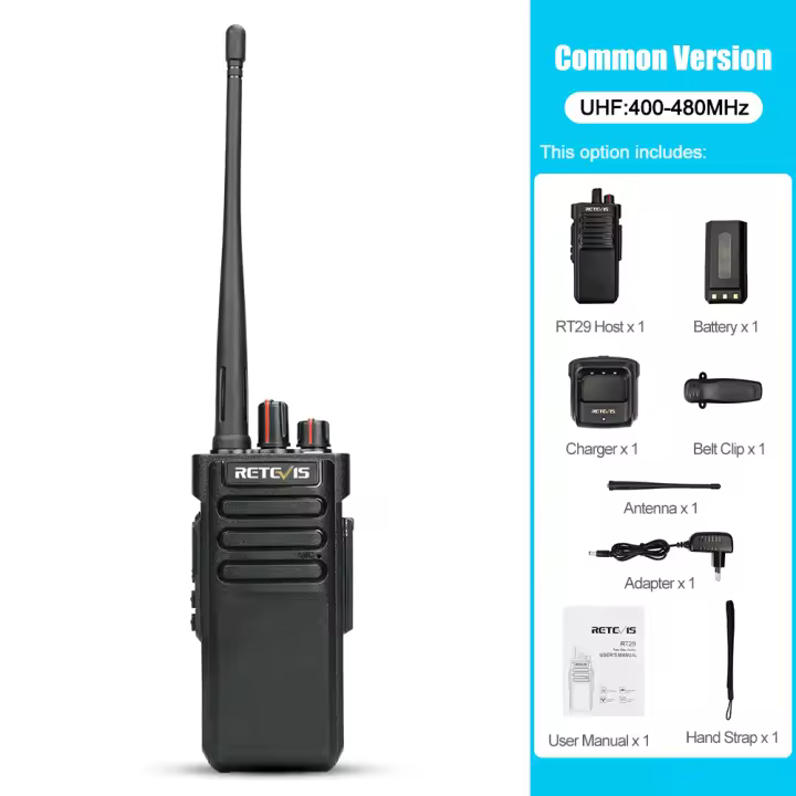 Radio de Paseo Impermeable Retevis RT29 Potencia de 10W, Alcance de 5-10KM, Tecnología de Estación de Comunicación de Dos Vías UHF o VHF - 1