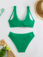 Bikini de cintura alta para mujer, traje de baño deportivo unicolor, traje de baño Sexy a rayas, ropa de baño para mujer, ropa de playa 2025 - details 21
