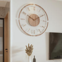 Reloj de Pared de Madera Vintage Grande Reloj Silencioso de Madera Sólida para Sala de Estar, Dormitorio, Oficina Estilo Rústico - details 0
