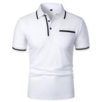 Camisetas transpirables de manga corta para hombre, polo ligero de color sólido, top básico suelto de moda con bolsillos, verano - details 4