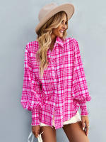Camisa informal con estampado Vintage para mujer, blusa Retro para mujer, Top de manga larga con solapa y botonadura única, primavera y verano - details 25