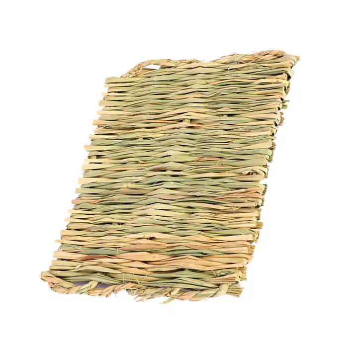 Estera de paja de animales pequeños, estera de cama tejida a mano segura y masticable para mascotas, nido de molienda para dormir - 1