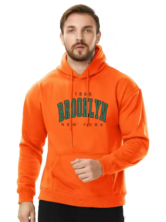 Sudadera con Capucha para Hombre con Estampado de , Jersey de Cuello Redondo, Estampación de Nueva York, Talla Grande, Ropa Masculina a la Moda - 1