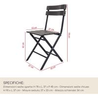Set 2 Sillas De Exterior, Sillas Plegables, Acero Plástico, Gris Claro, Ahorro De Espacio, para Balcón Camping - Dimensiones AxANxFON: 78 x 37 x 45 cm - Art - details 24