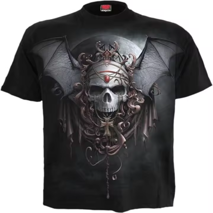 Camiseta SPIRAL GOTH NIGHT, motero/tatuaje/ángel/gótico/pentagrama/ropa oscura - 1
