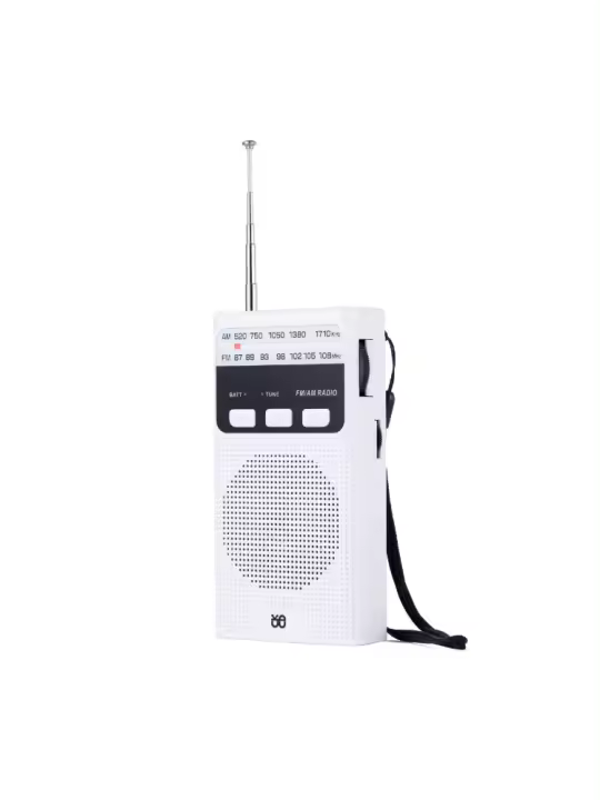 Radio portátil, radio de bolsillo con puntero FM/AM recargable con linterna - 1