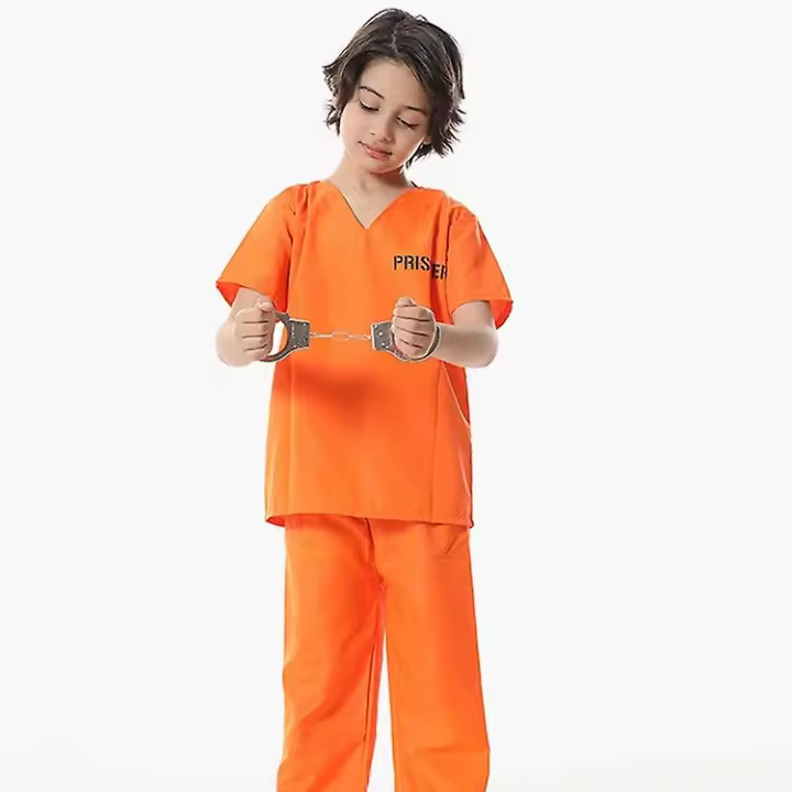 Uniformes de prisión para adultos y niños, trajes de prisionero, disfraces de Halloween de cosplay - 1