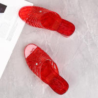 Zapatillas de cuña antideslizantes, zapatillas gruesas de nácar con gelatina de cristal de plástico, tacón medio transparente, ideales para - details 5