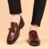 Zapatos de cuero rellenos de pus informales de negocios formales para hombres de estilo diseñador, zapatos de fiesta de boda - details 2