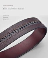 Cinturón de Cuero de Vaca de Negocios para Hombres BUNO Hebilla Automática de Metal, Ajuste Perfecto para Jeans Alta Calidad Auténtica - details 4