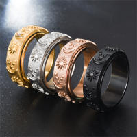 Anillo relajante de ansiedad con forma de luna y estrella bohemia para hombre, Spinner giratorio de acero inoxidable, anillos antiestrés, joyería Bague Homme - details 1
