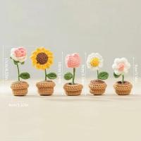 Accesorios de Decoración de Coche Hechos a Mano Rosa, Girasol, Tulipán de Punto Tejido - details 4