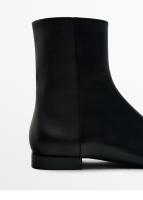 Nuevas botas cortas de cabeza cuadrada de cuero negro Botines Chelsea planos Botines - details 4