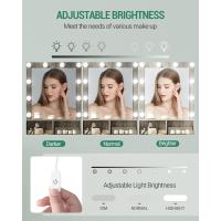 Tocador de Maquillaje con Espejo y Luces LED Tocador Grande con 3 Estantes y 4 Compartimentos Abiertos Tocador con Cajón y 3 Luces Ajustables - details 11