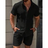 temu shein Camisa y pantalones cortos sueltos informales de manga corta para hombre - details 4