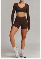 Conjunto de Gimnasio Yoga UDS para Mujeres Ropa de Entrenamiento de Manga Corta, Camisón Largo, Monos de Camping PIESS, Shorts de Correr - details 32