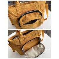 Bolso de mano de lona de algodón grande Retro con cremallera de pana para mujer, bolso cruzado ecológico informal portátil para mujer, bolso de mano con felpa - details 8