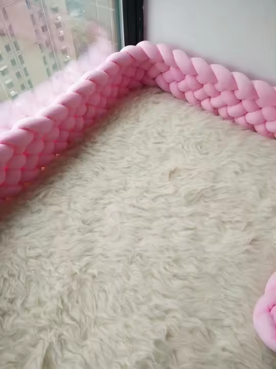 Parachoques para cuna de bebé, circunferencia de cama trenzada para recién nacidos, barrera contra choques, rieles de cama de seguridad para niños, 1,5 M - 1