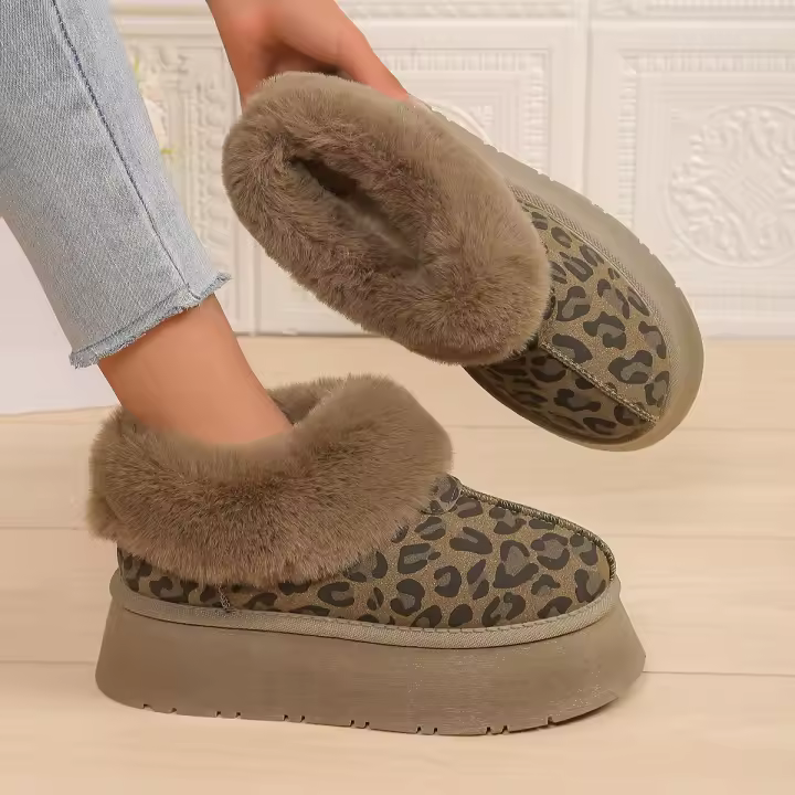 Botas de nieve con estampado de leopardo, engrosadas y de terciopelo para mantener el calor y usar a la moda antideslizante. - 1