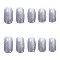 Parche de uñas postizas de color púrpura y gris, pegamento extraíble, párrafo corto, moda, ahorra tiempo, 24 piezas - details 2