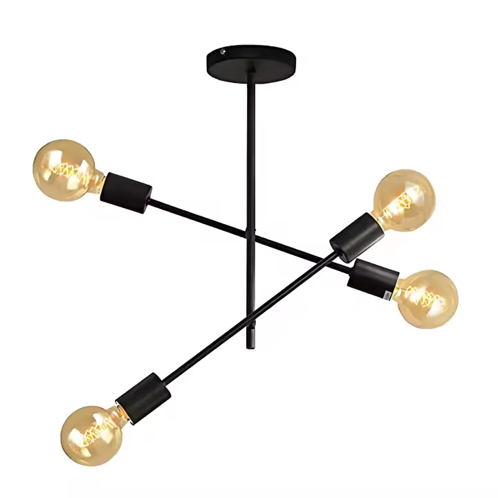 Goeco Lámpara de Techo Negro 4 Luces Metal 40*41*12 CM Base E27 (Bombilla No Incluida) - 1