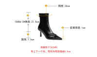 Moda nueva hebilla de cinturón stiletto botas cortas de mujer - details 1