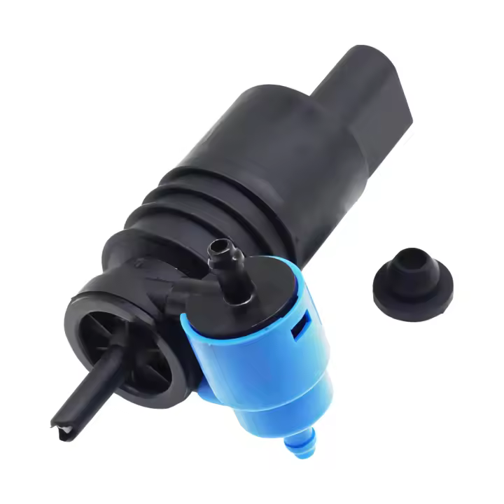 Bomba de lavado para parabrisas delantero de coche, accesorios de Motor de pulverización de agua con ojales de goma, repuesto 1J6955651 1K6955651 1T0955651A, Compatible con Volkswagen, Audi, Skoda (negro y azul), 1 unidad - 1