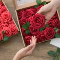 25pcs Flores Artificiales Rosas Falsas para Bodas DIY, Centros de Mesa, Arreglos de Fiesta, Decoración del Hogar - details 0