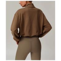 Sudadera con cuello alto y cremallera para mujer, Jersey deportivo holgado informal, ropa de Yoga y gimnasio, adecuada para correr y Fitness - details 6