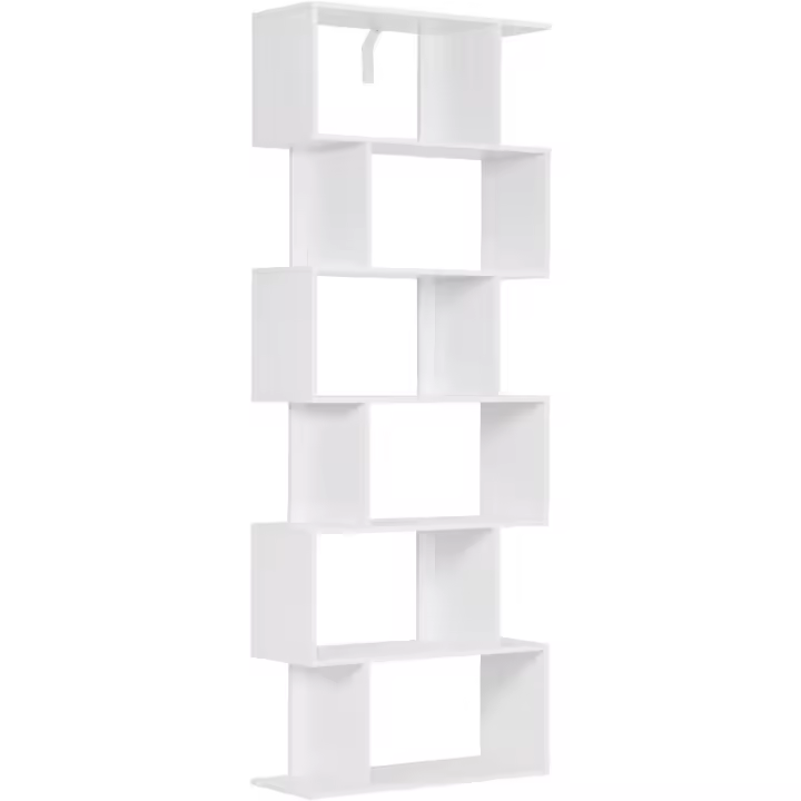 Estantería de Libros 6 Compartimentos de Almacenamiento de Pared Blanco MDF 60x23,5x160cm - 1