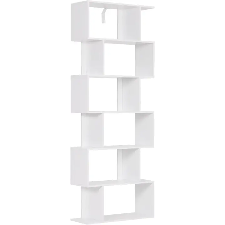 Estantería de Libros 6 Compartimentos de Almacenamiento de Pared Blanco MDF 60x23,5x160cm - 1