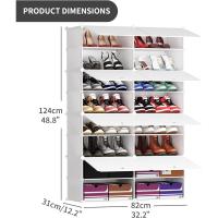 Entrada Recibidor, DIY Estanteria Zapatos Multifuncional, Material Ecológico Armario Zapatero, Fácil Limpiar Mueble Zapatero, 2 x 8, Lechoso - details 1