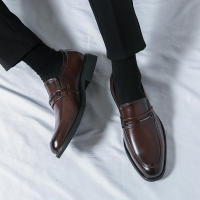 Zapatos formales de negocios para hombre, calzado de cuero PU de tacón bajo, estilo británico, hebilla de Metal a la moda - details 27