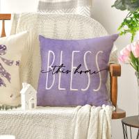 Juego de 4 fundas de lino de lavanda morada, para Granja, Color sólido para Sala de estar y sofá - details 8