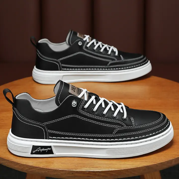 Zapatillas Blancas Transpirables para Hombres Estilo Coreano de Moda Zapatos Planos Casuales con Tendencia - 1