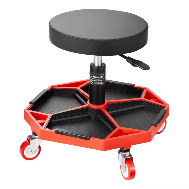SucceBuy Asiento de garaje ajustable con ruedas, capacidad de 300 libras - 1
