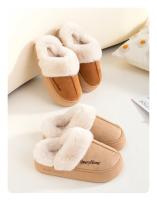 Zapatillas de algodón versátiles de Color sólido de felpa de fondo plano para mujer de invierno zapatos cálidos y acogedores para interiores y exteriores para hombre - details 7