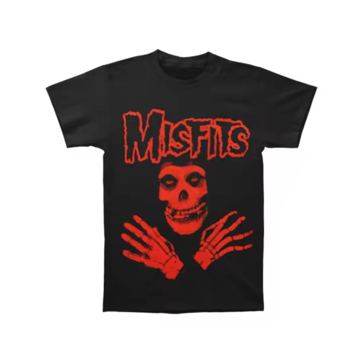 OLDYILI Misfits camiseta con esqueleto cruzado de brazos rojos mediana - 1