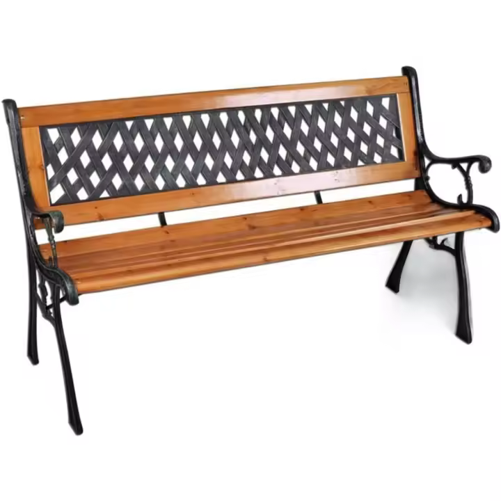 Banco de Madera para Jardín Terraza o Patio de 2 Plazas con Resalto y Soporte de Brazo - 1
