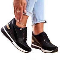 Zapatos planos casuales de mujer con suela gruesa, bloques de color, lentejuelas y plataforma transpirable para otoño e invierno. - details 4