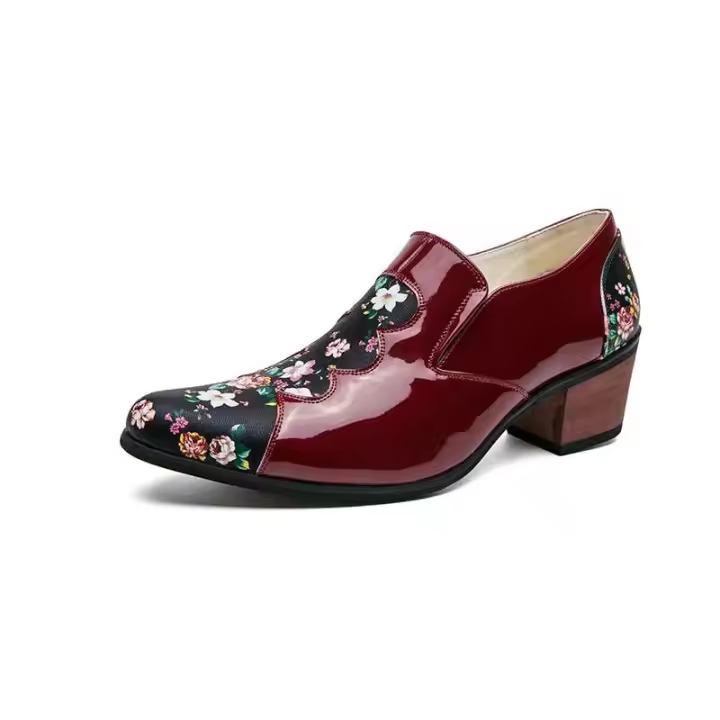 Nuevo 2025 zapatos de tacón elegantes para hombre, diseño bordado, antideslizantes para danza cubana, talla grande 46, zapatos de alta calidad - 1