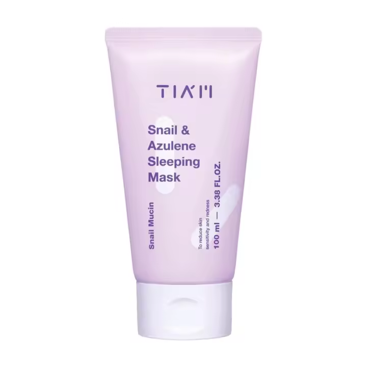 Mascarilla para dormir TIAM & Azulene, crema de mucina de caracol al 92%, para piel seca y sensible, reparadora dañada, no probada en animales (100 ml / - 1