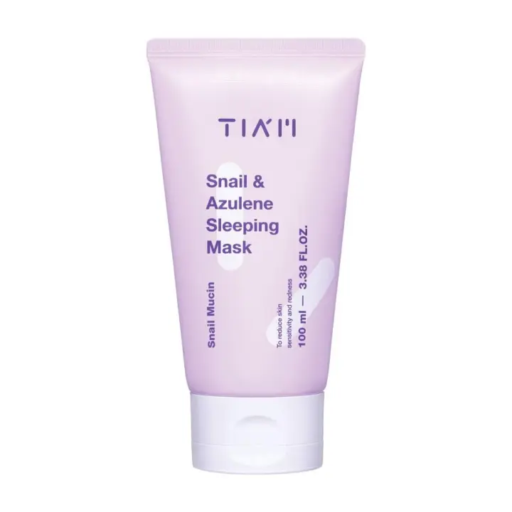 Mascarilla para dormir TIAM & Azulene, crema de mucina de caracol al 92%, para piel seca y sensible, reparadora dañada, no probada en animales (100 ml / - 1